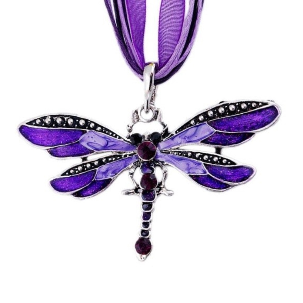 Purple Dragonfly Pendant Necklace
